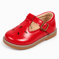 Red Kids Mary Jane Breathable Ballet Flats with scalloped strap and buckle - premium kids shoes