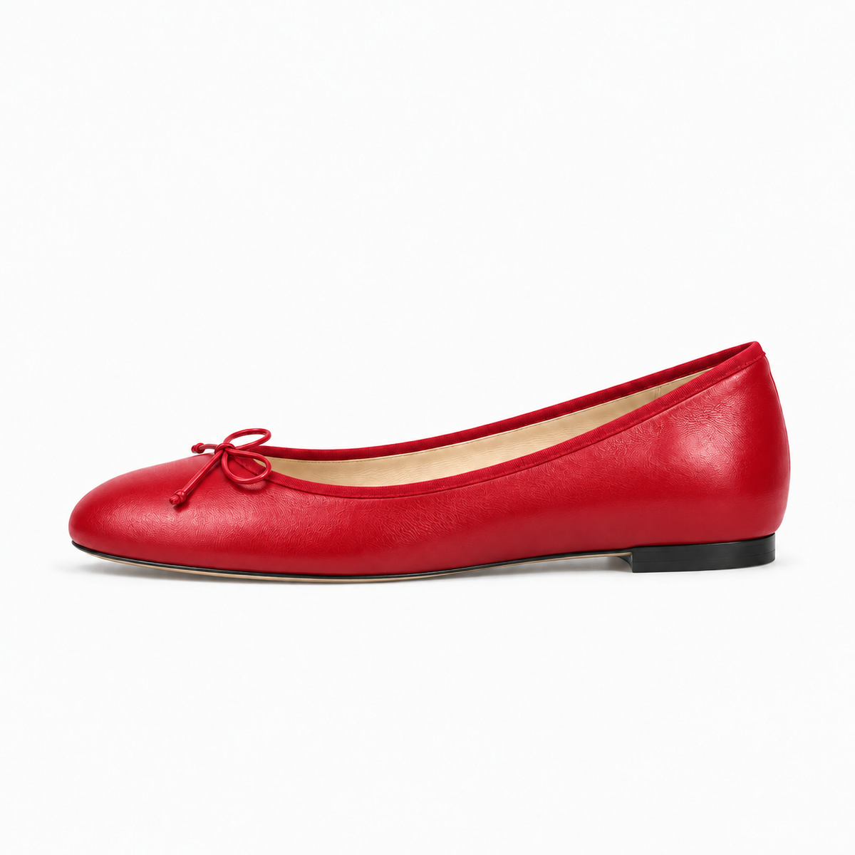 Red Womens Bow Round Toe Ballet Flats - women's ballet flats UK