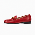 Red Leather Womens Penny Leather Walking Loafers - women's leather loafers UK