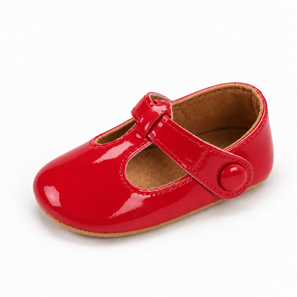 Red Baby Leather Non Slip Ballet Flats - baby ballet flats UK