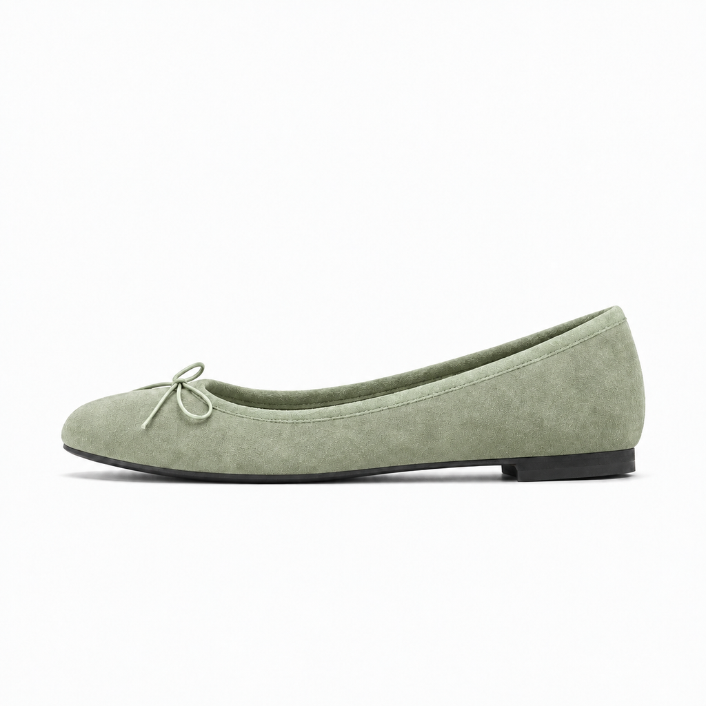 Sage Green Womens Bow Everyday Ballet Flats - women's ballet flats UK