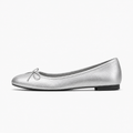 Silver Womens Bow Everyday Ballet Flats - women's ballet flats UK