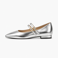 Womens Silver Leather Loafers main view - silver loafers women UK