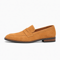 Tan Womens Suede Leather Retro Loafers - women's suede loafers UK