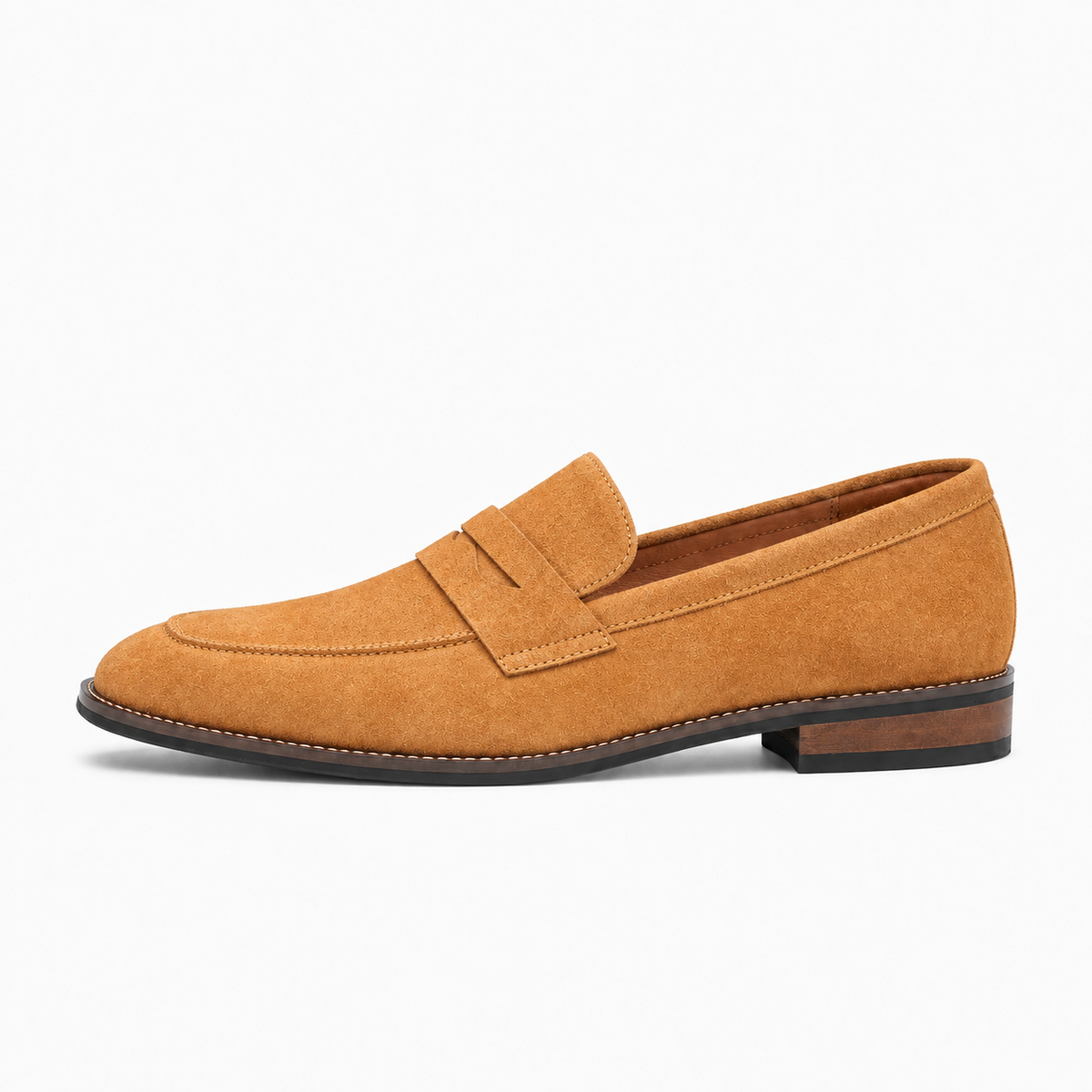 Tan Womens Suede Leather Retro Loafers - women's suede loafers UK