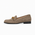 Taupe Suede Womens Penny Leather Walking Loafers - women's leather loafers UK