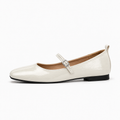 White Womens Mary Jane Buckle Strappy Ballet Flats - Mary Jane ballet flats UK