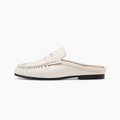 White Womens Leather Backless Mule Loafers lifestyle angle - womens mule loafers UK