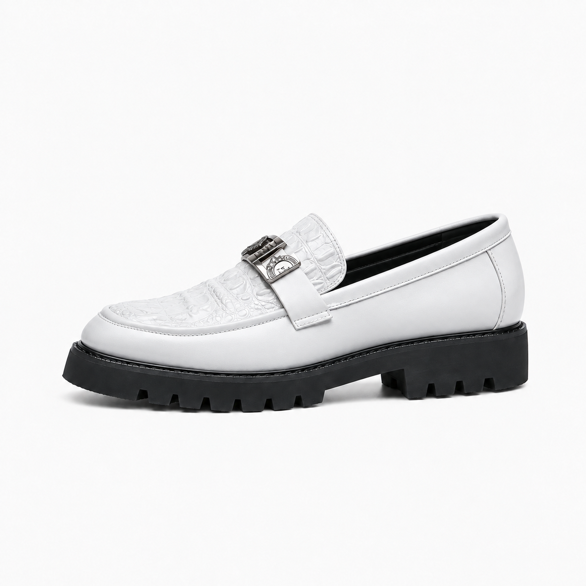 White Womens Leather Retro Everyday Loafers - women's leather loafers UK
