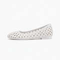 White Womens Woven Round Toe Breathable Ballet Flats - women's ballet flats UK