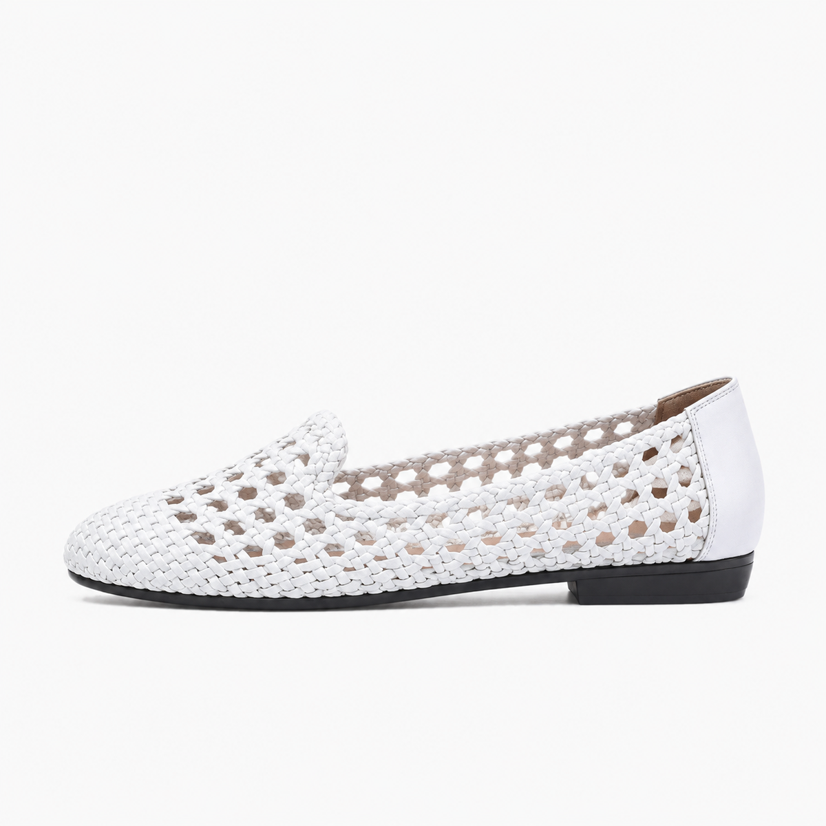 White Womens Leather Woven Ballet Flats - women's ballet flats UK