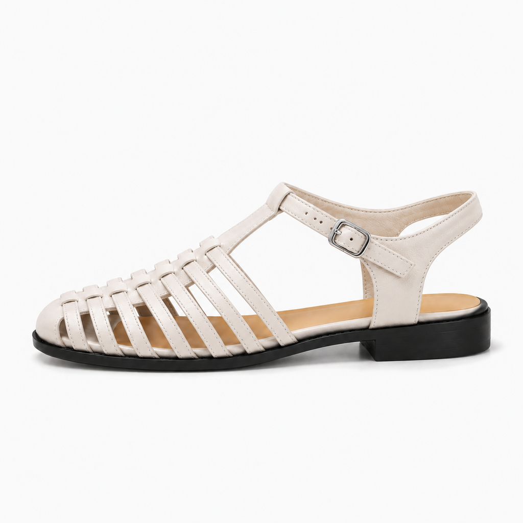 White Womens Woven Ankle Strap Ballet Flats - woven ballet flats UK