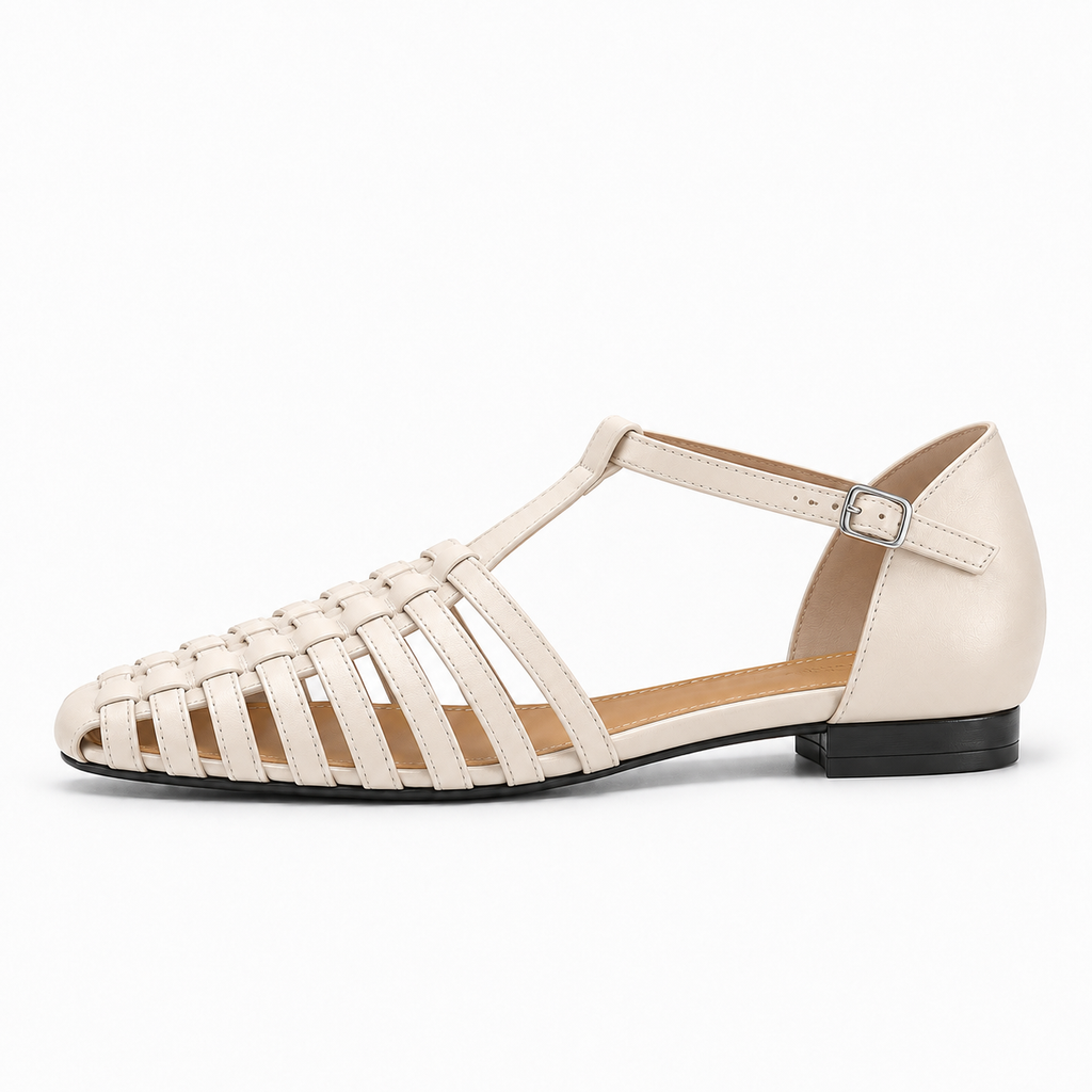 White Womens Strappy Woven Ballet Flats - womens woven flats UK