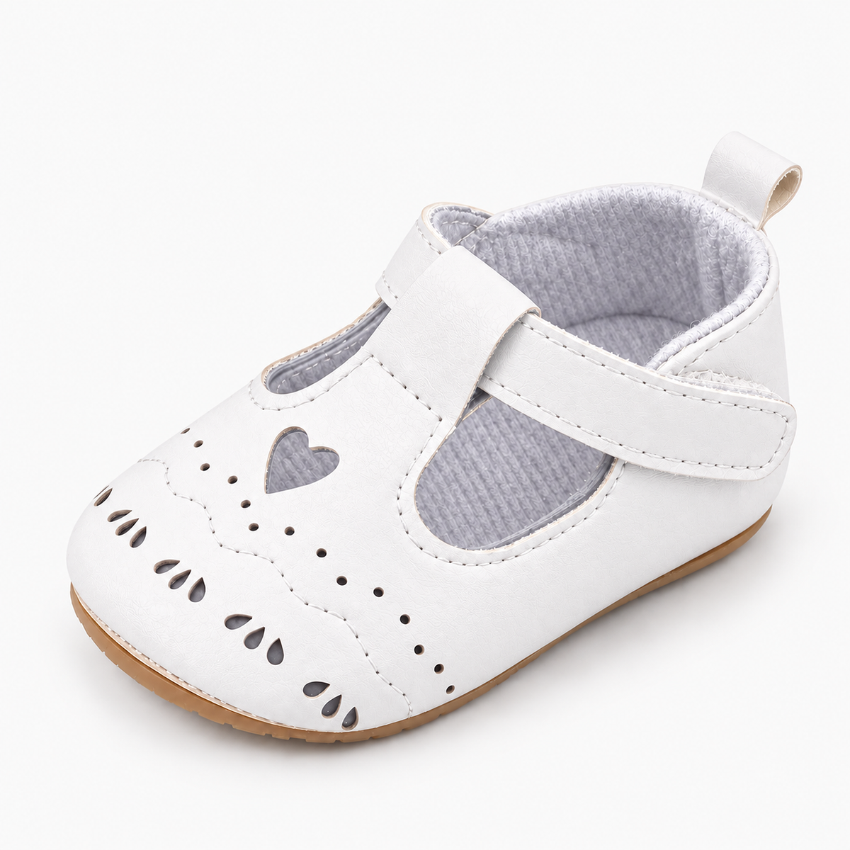Baby Prewalker Ballet Flats White - chaussures souples bébé blanches à bride avec coeur