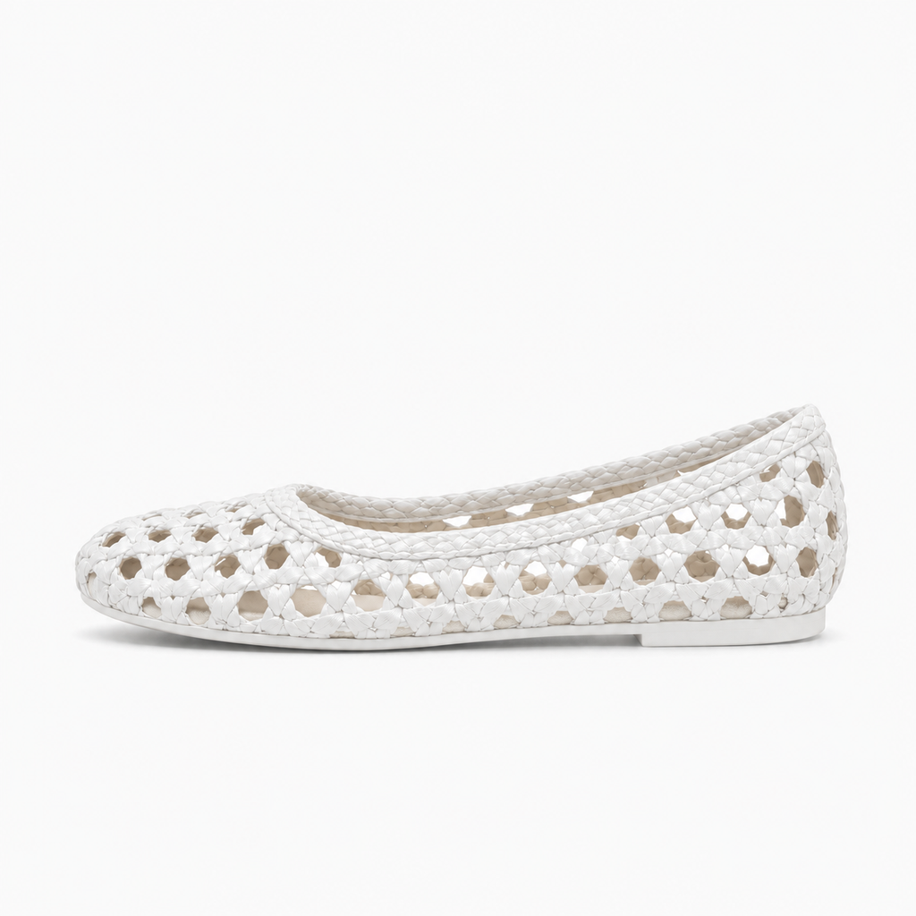 White Womens Hollow Out Ballet Flats - women's ballet flats UK