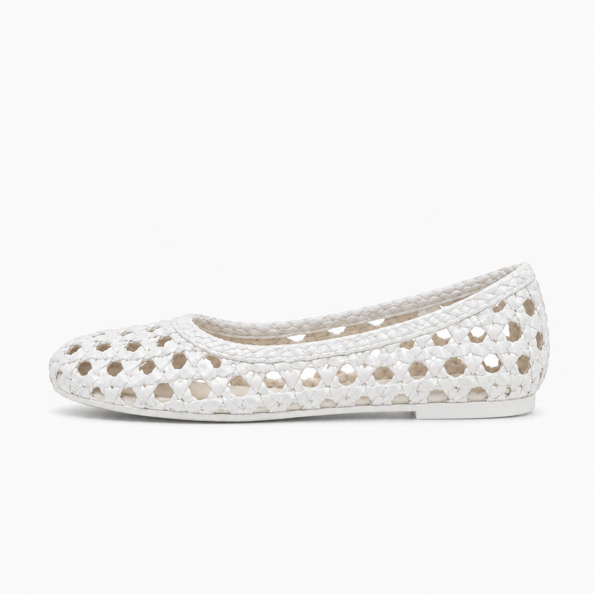 White Womens Hollow Out Ballet Flats - women's ballet flats UK