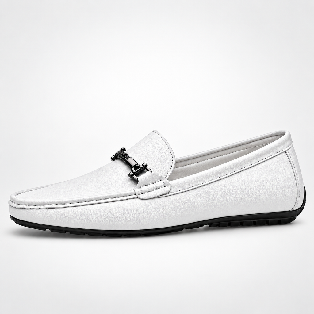 White Womens Leather Driving Everyday Loafers - women's leather loafers UK