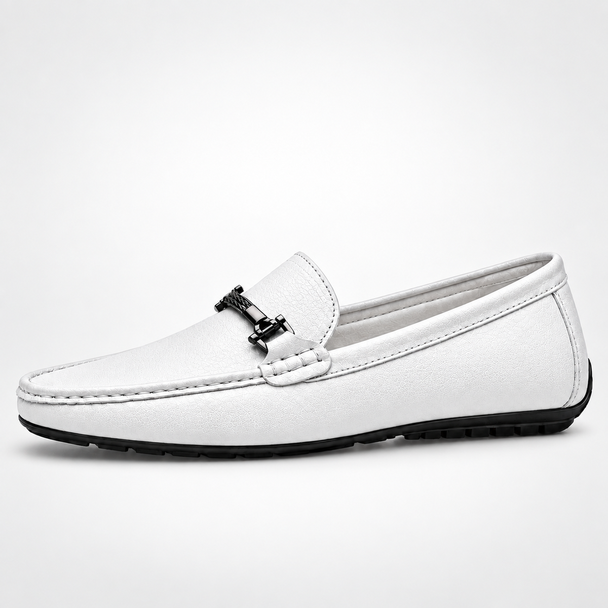 White Womens Leather Driving Everyday Loafers - women's leather loafers UK