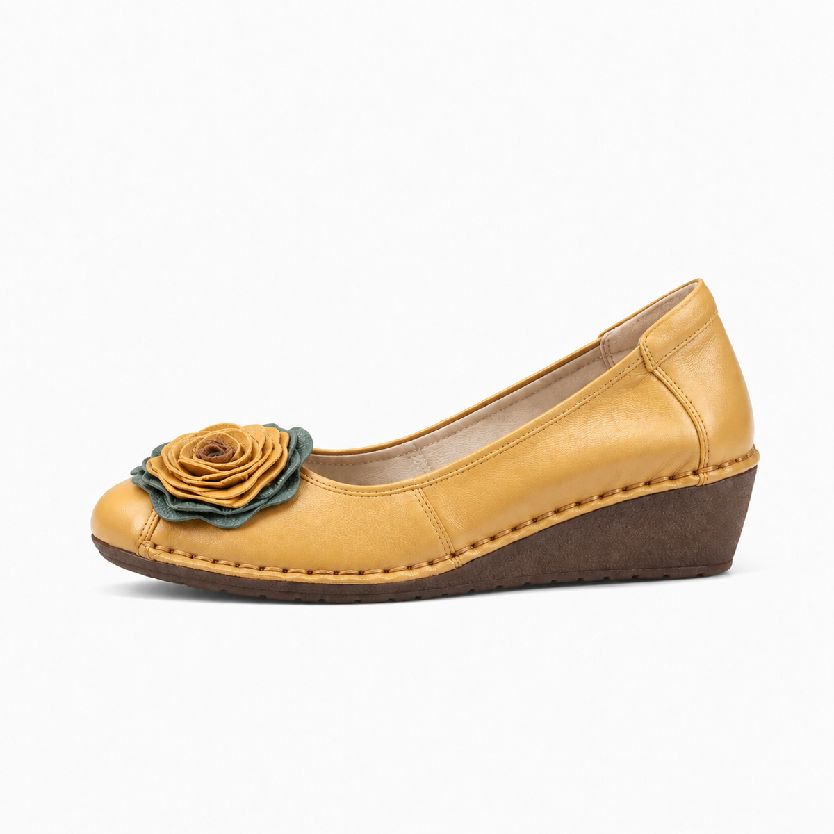 Yellow Womens Wedge Loafers - women's loafers UK