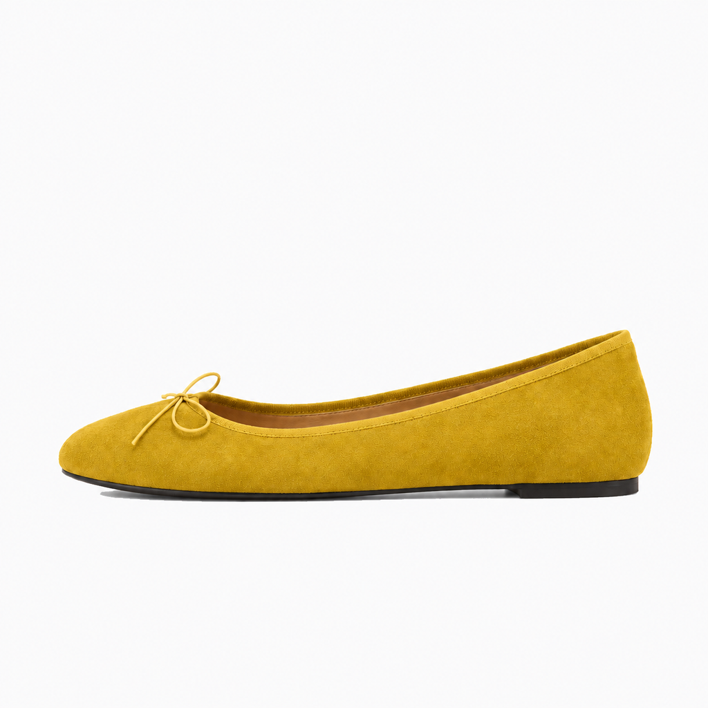 Yellow Womens Butterfly Bow Everyday Ballet Flats - women's ballet flats UK