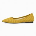 Yellow Womens Pointed Toe Knit Ballet Flats - women's ballet flats UK