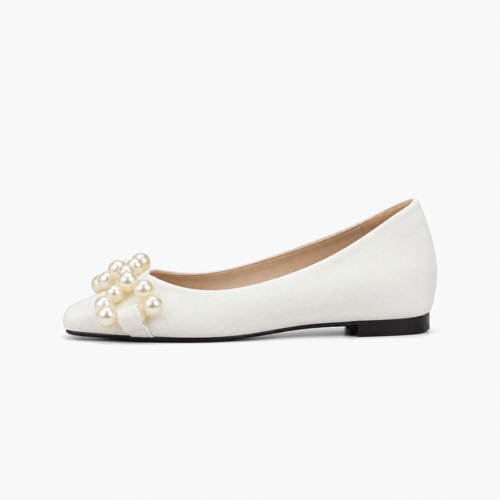 Womens Pearl Square Toe Ballet Flats product view - women's ballet flats UK