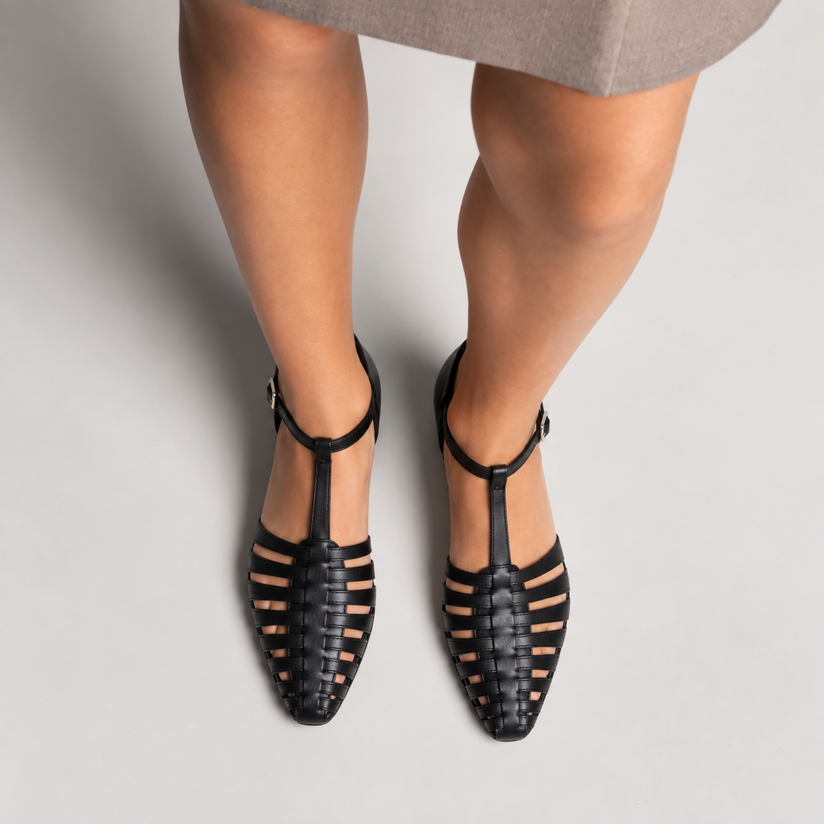 Womens Strappy Woven Ballet Flats side view - womens woven flats UK