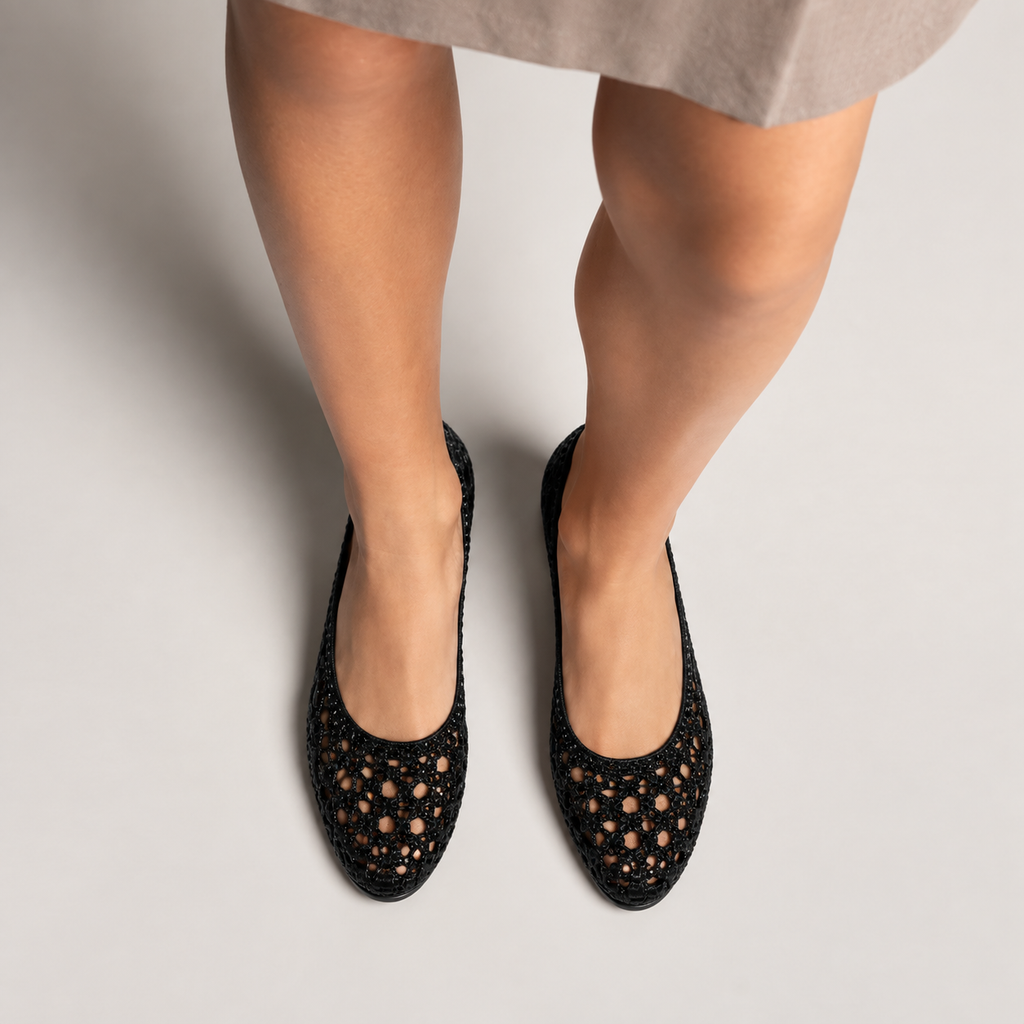 Womens Woven Round Toe Breathable Ballet Flats side view - women's ballet flats UK