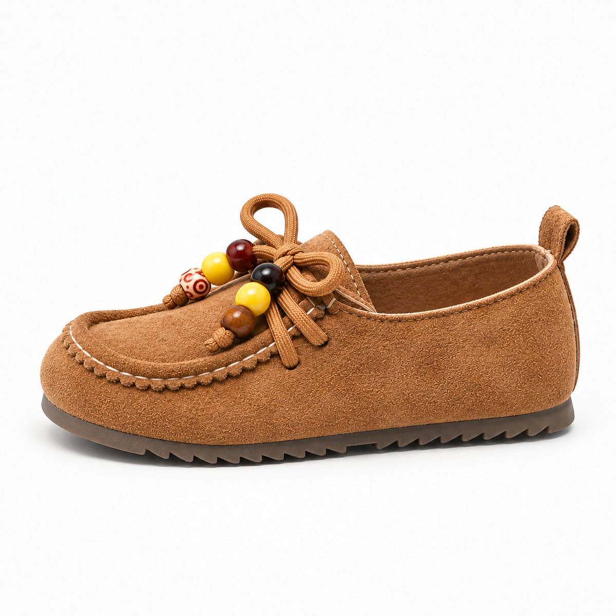 Kids Soft Sole Retro Loafers Brown side view - premium brown children loafer with soft flexible outsole