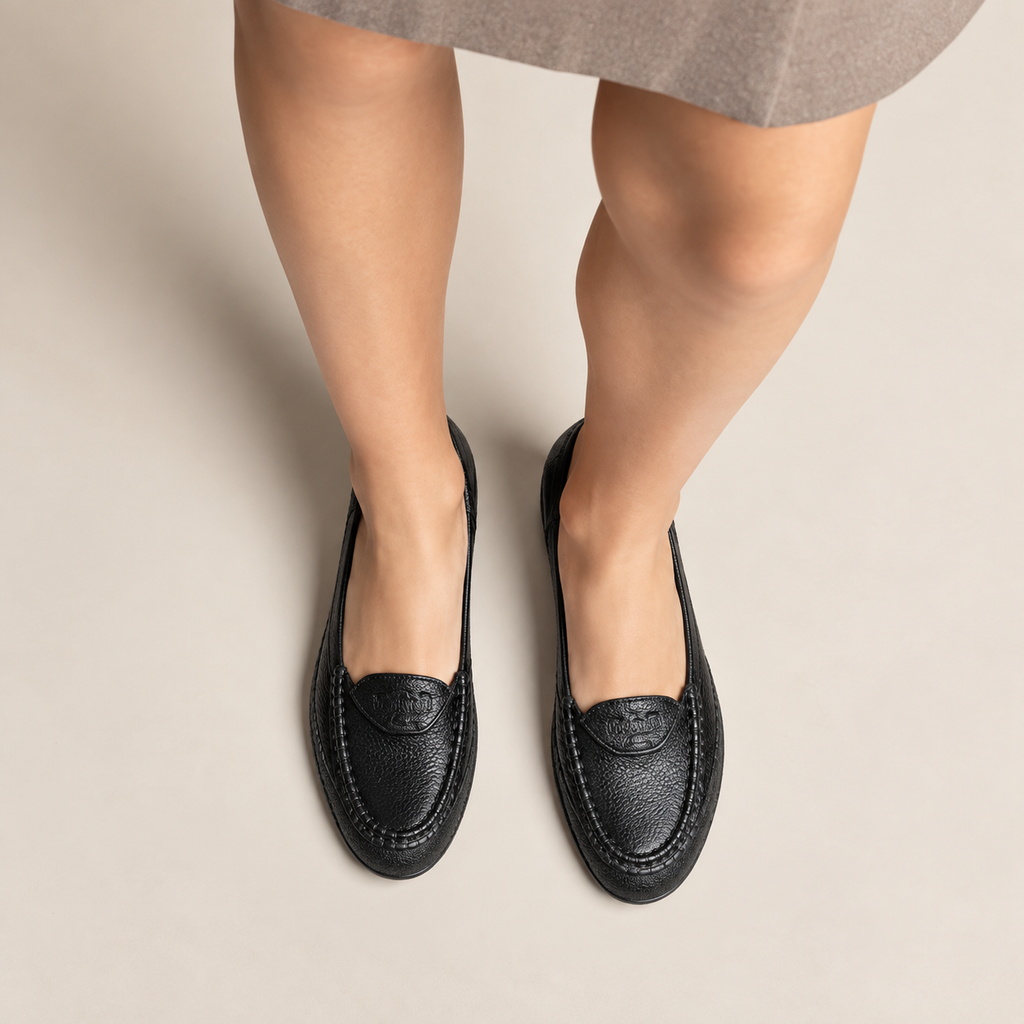 Womens Mary Jane Bow Leather Ballet Flats side view - Mary Jane ballet flats UK