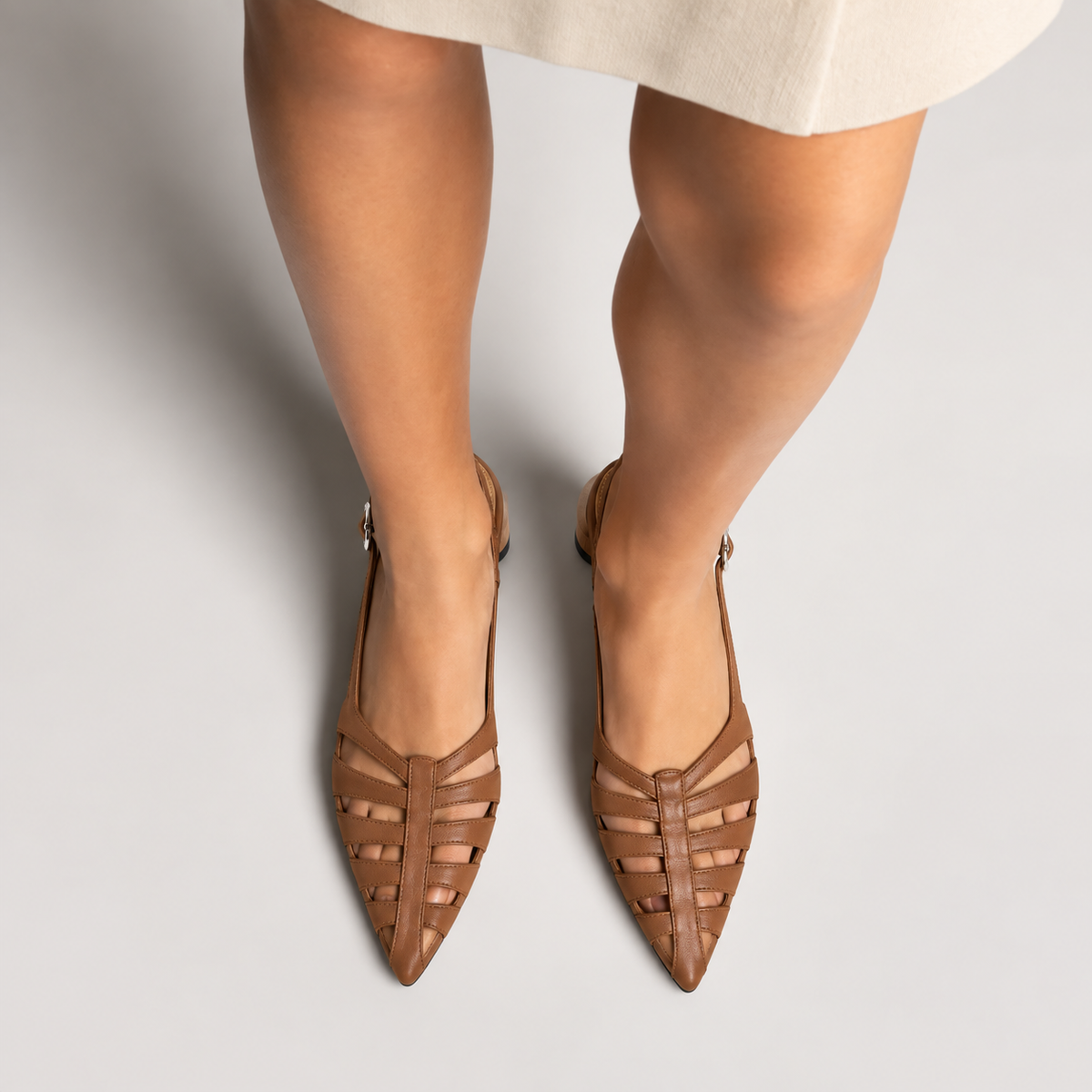 Womens Slingback Strappy Pointed Toe Ballet Flats side view - women's ballet flats UK