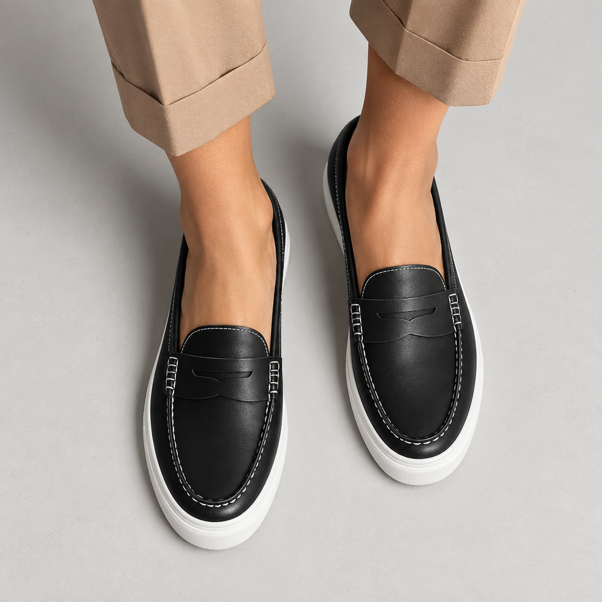 Womens Leather Breathable Summer Loafers side view - women's leather loafers UK