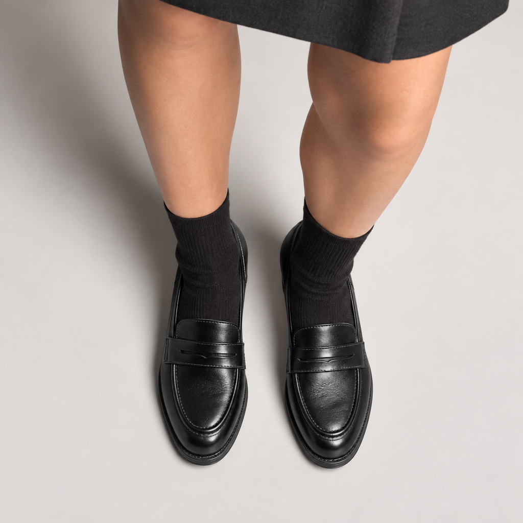 Womens Leather Round Toe Comfort Loafers side view - women's leather loafers UK