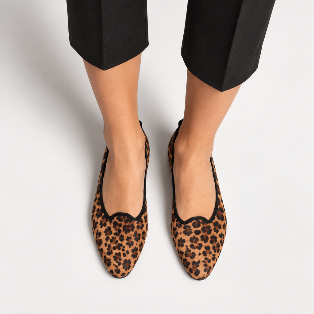 Womens Leopard Print Ballet Flats side view - women's ballet flats UK