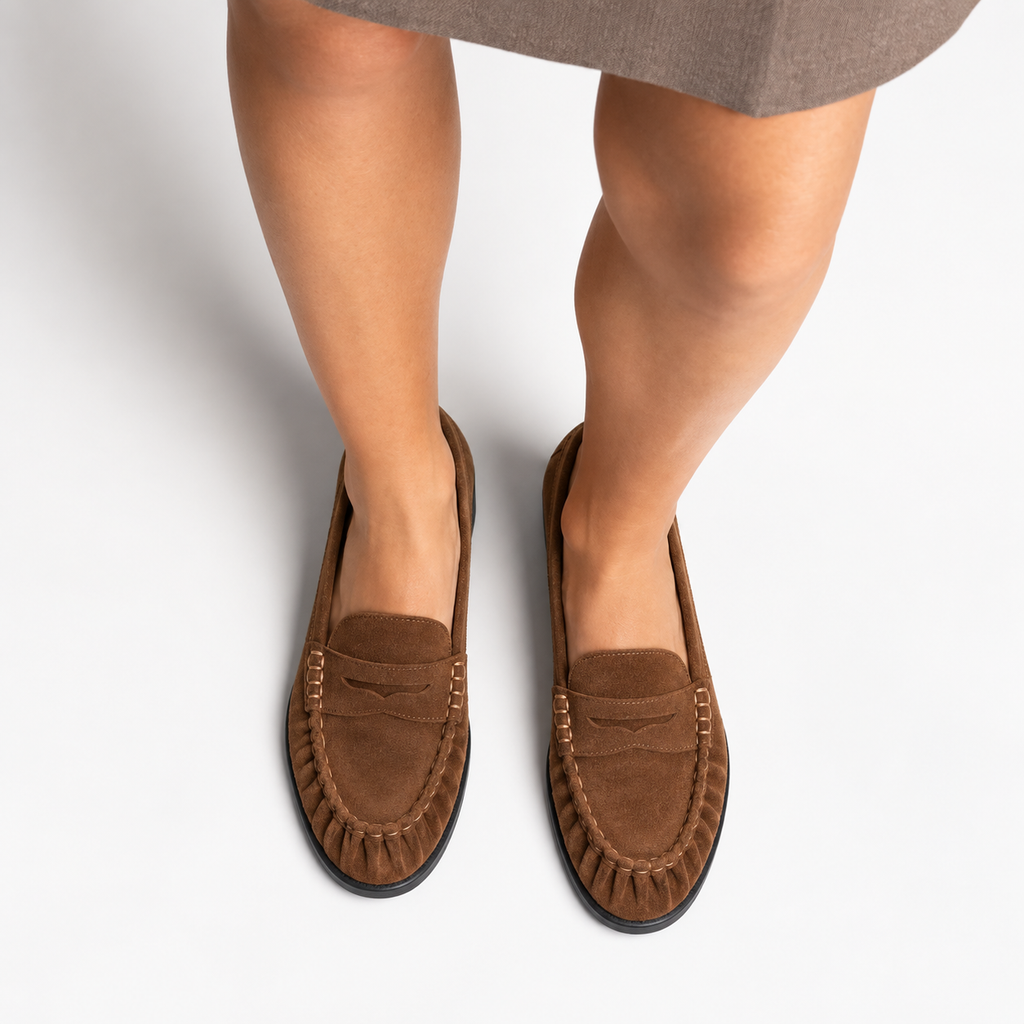 Womens Tassel Suede Comfort Everyday Loafers side view - women's suede loafers UK