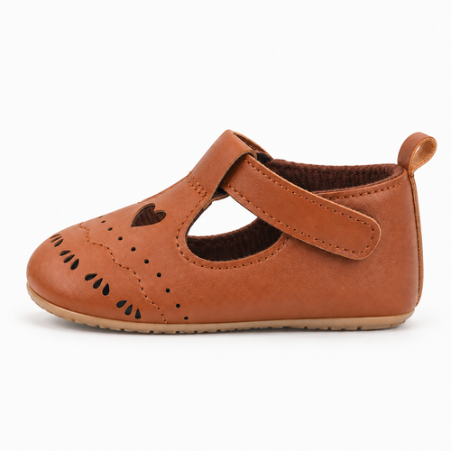 Baby Prewalker Ballet Flats Brown - vue de profil chaussures souples bébé premium