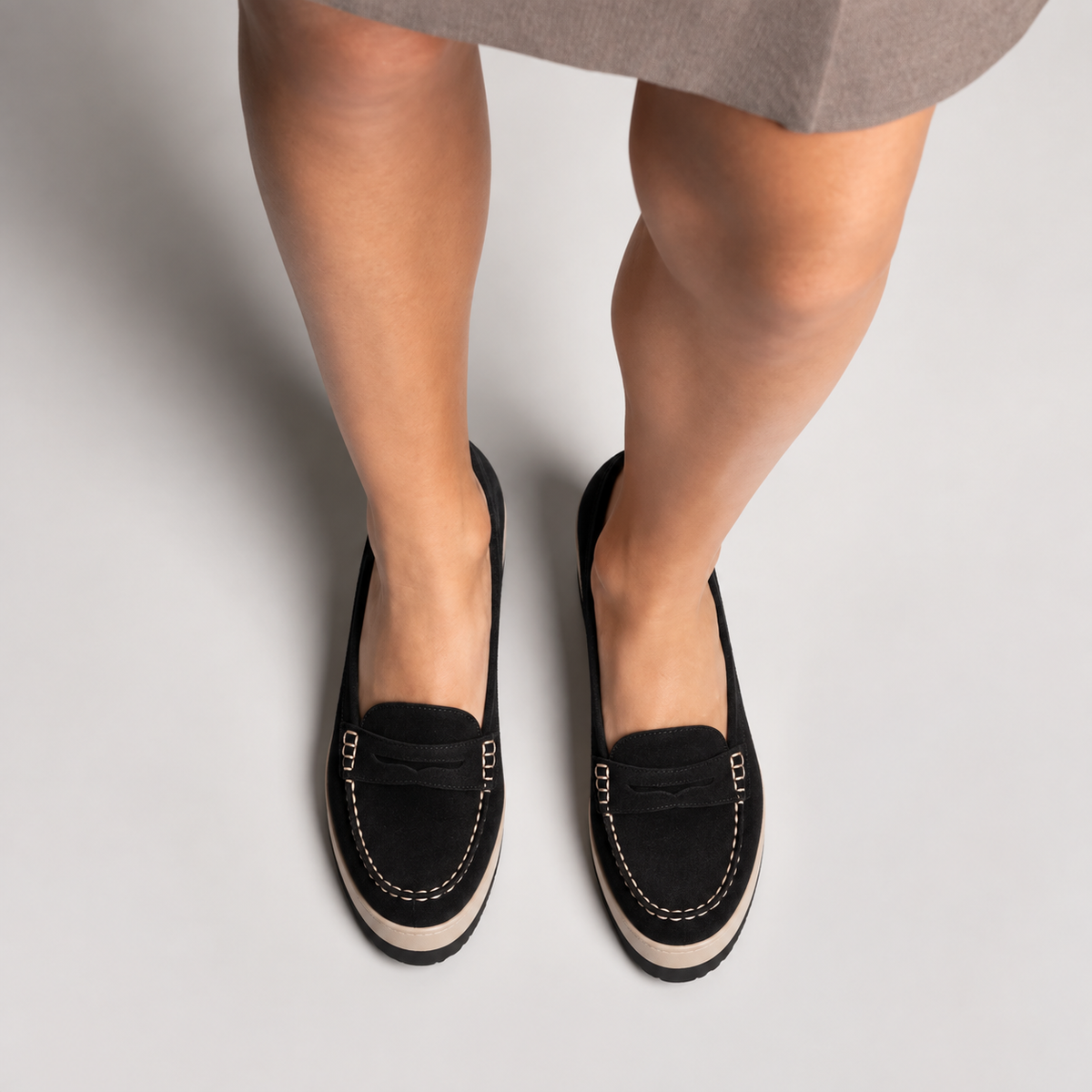 Womens Suede Platform Loafers side view - women's suede loafers UK