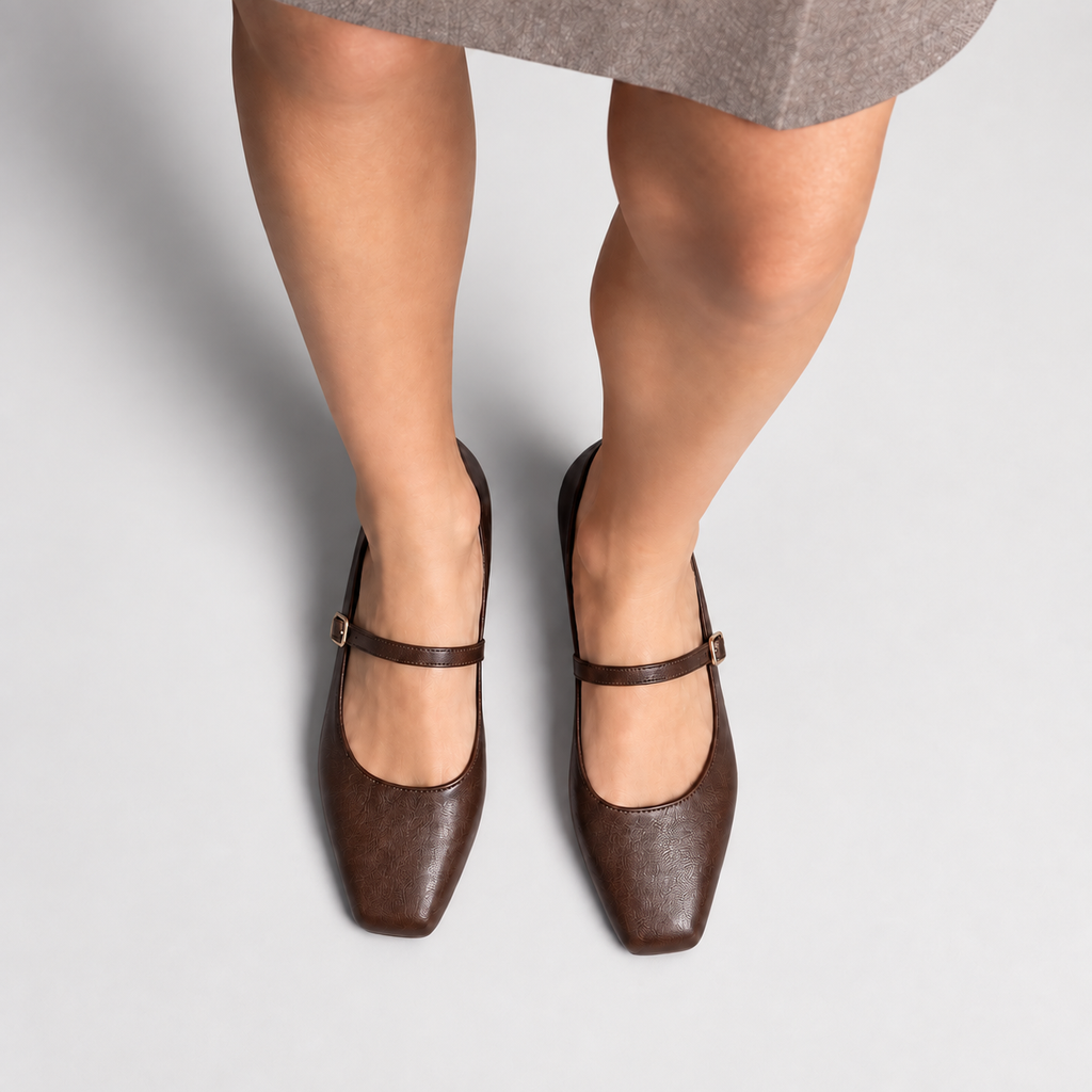 Womens Leather Square Toe Comfort Ballet Flats side view - women's ballet flats UK