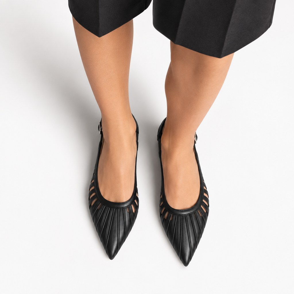Womens Pointed Toe Slingback Ballet Flats side view - women's ballet flats UK