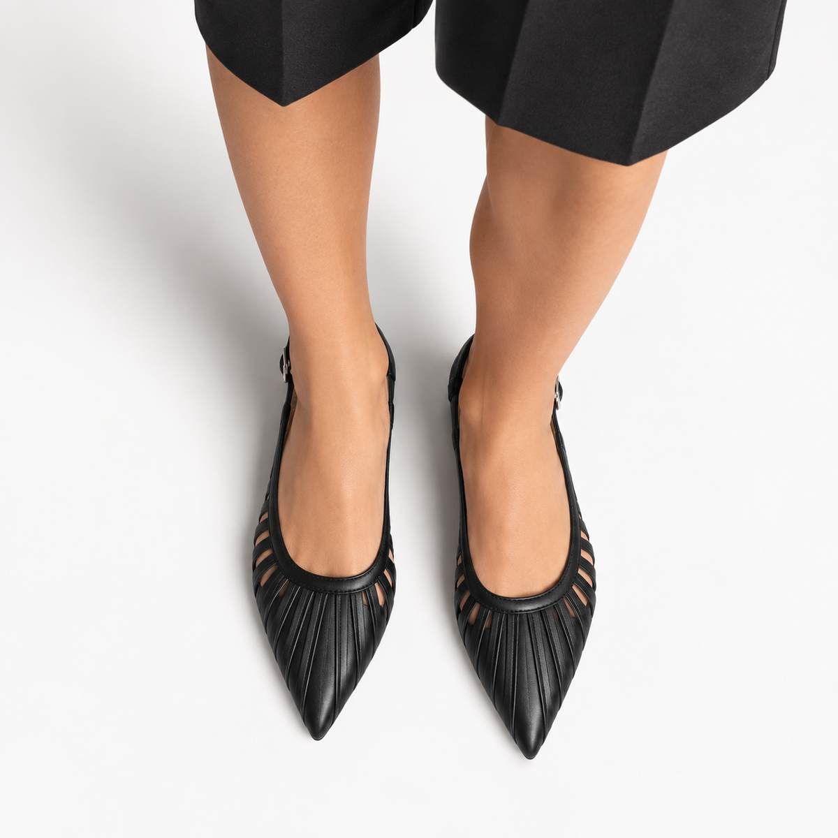 Womens Pointed Toe Slingback Ballet Flats side view - women's ballet flats UK