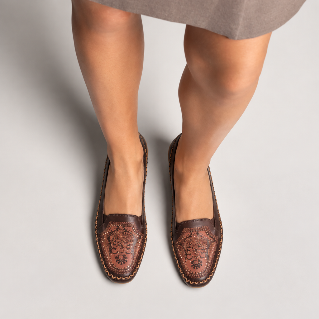 Womens Embroidered Comfort Loafers side view - womens loafers UK
