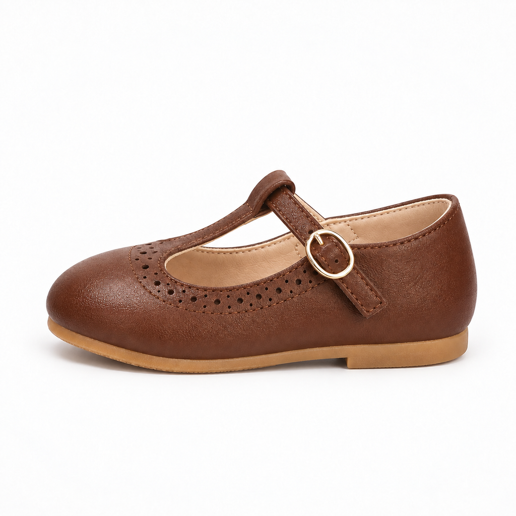 Kids Mary Jane Leather School Ballet Flats side view - kids ballet flats UK