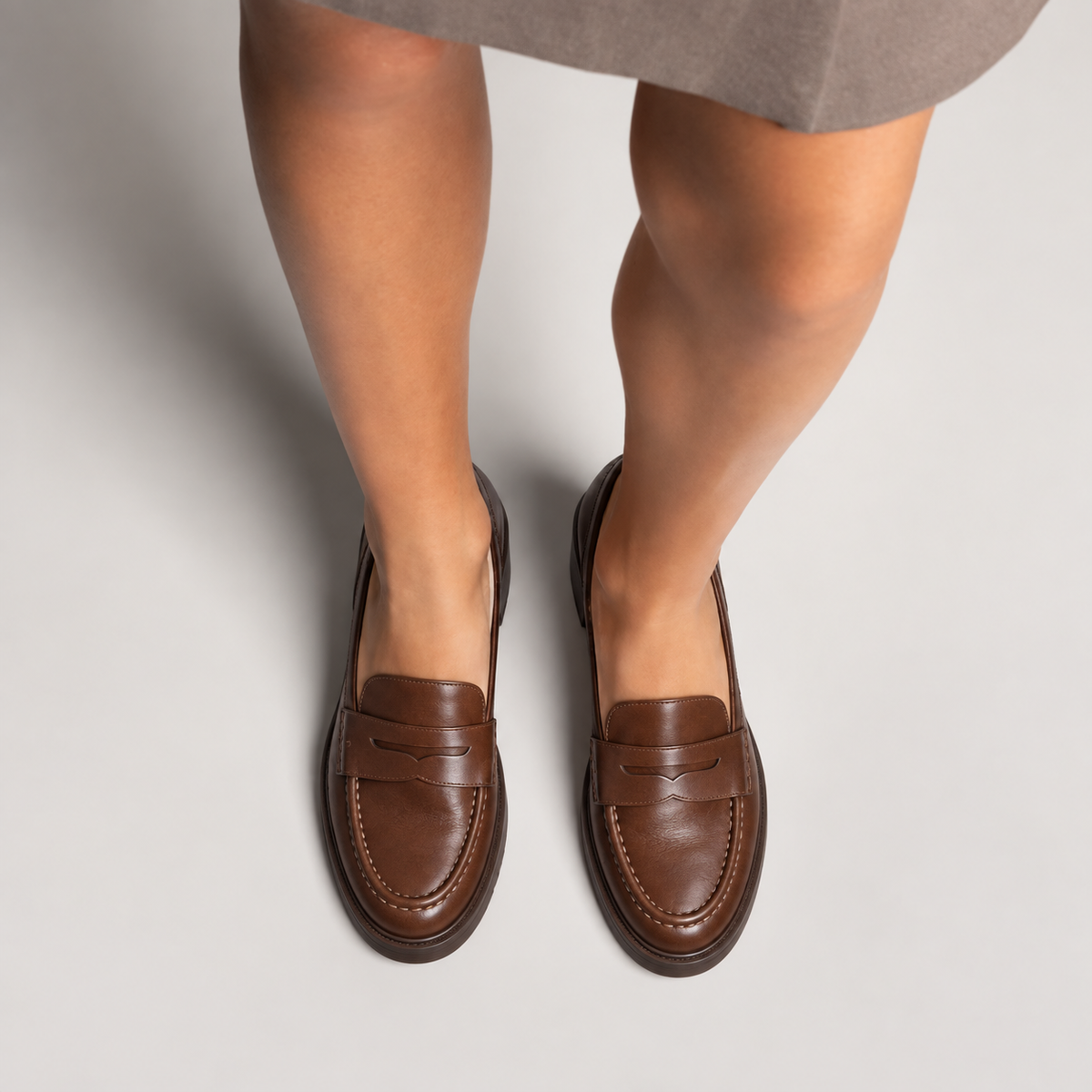 Womens Leather Chunky Loafers side view - women's leather loafers UK