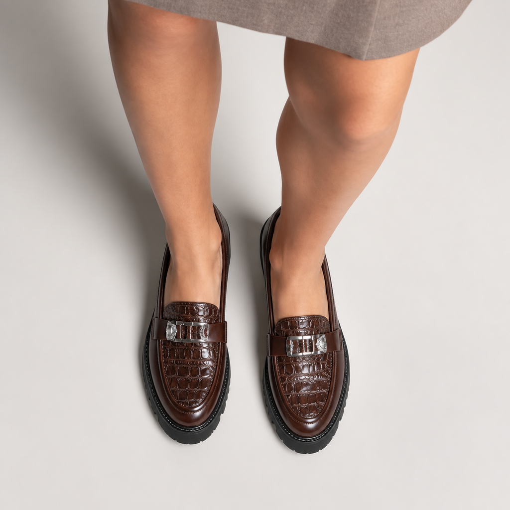 Womens Leather Retro Everyday Loafers side view - women's leather loafers UK