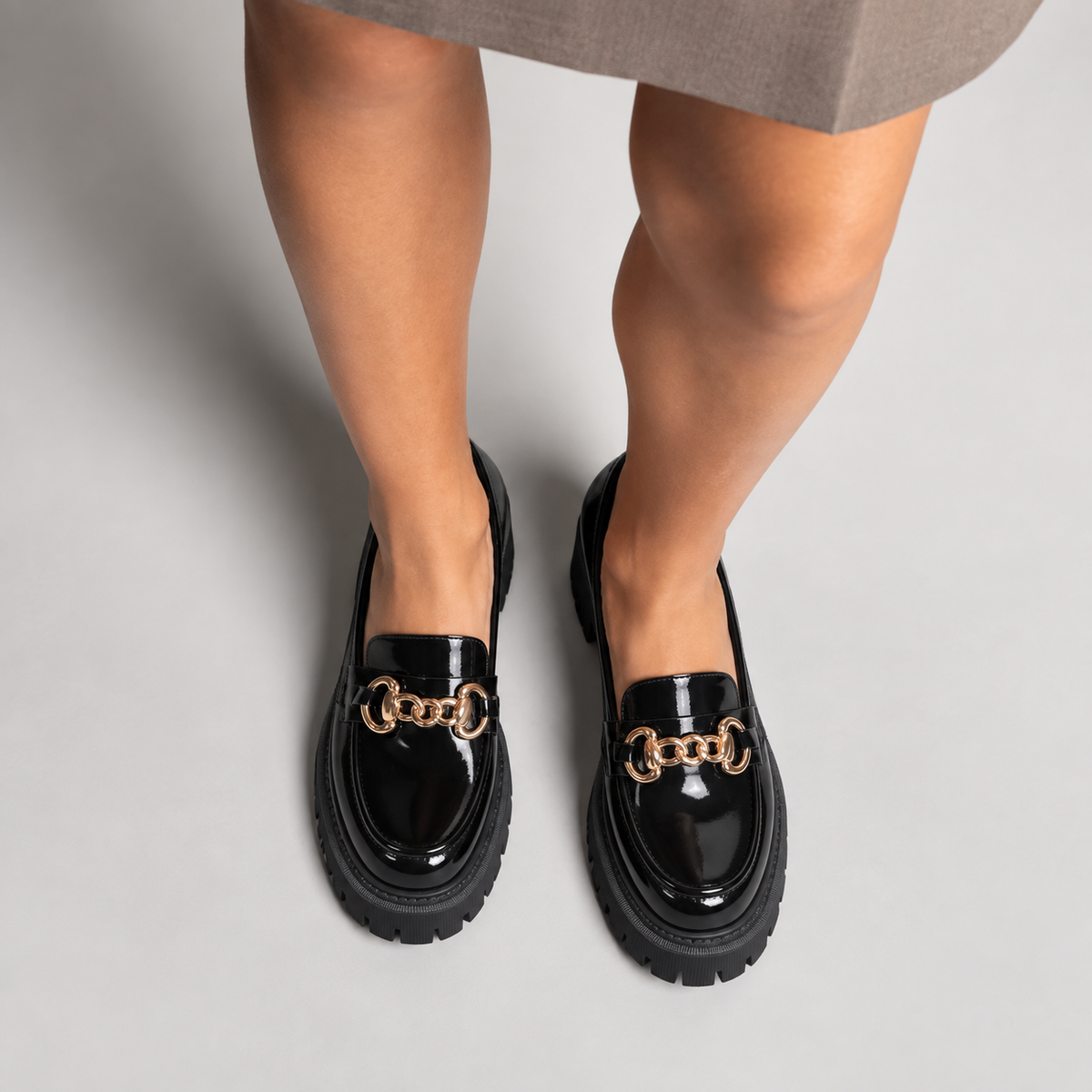 Womens Chain Platform Loafers side view - women's loafers UK