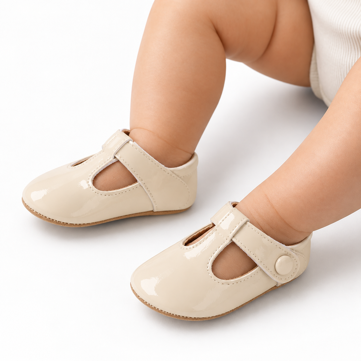 Baby Leather Non Slip Ballet Flats side view - baby ballet flats UK