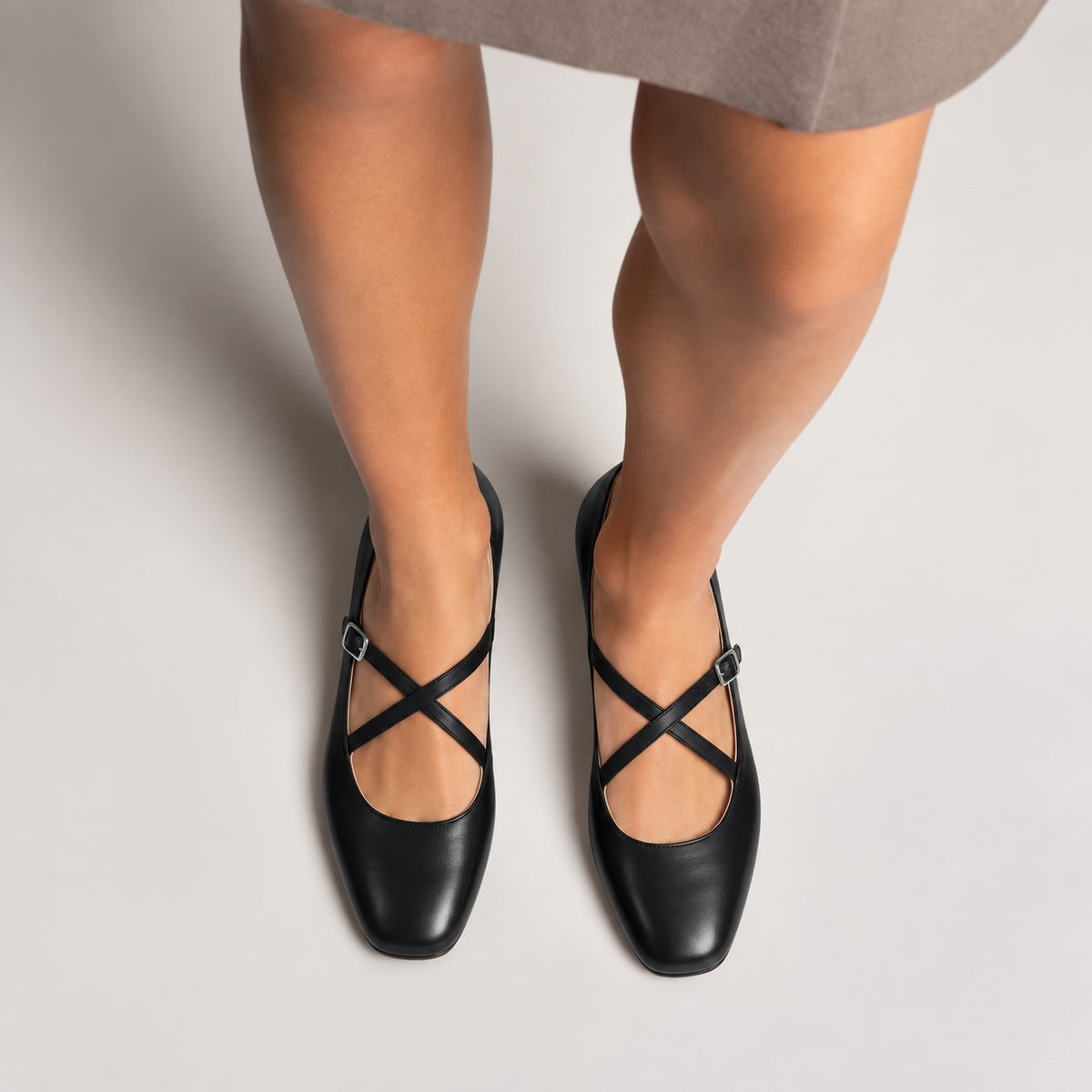 Womens Cross Strap Mary Jane Flats side view - womens ballet flats UK