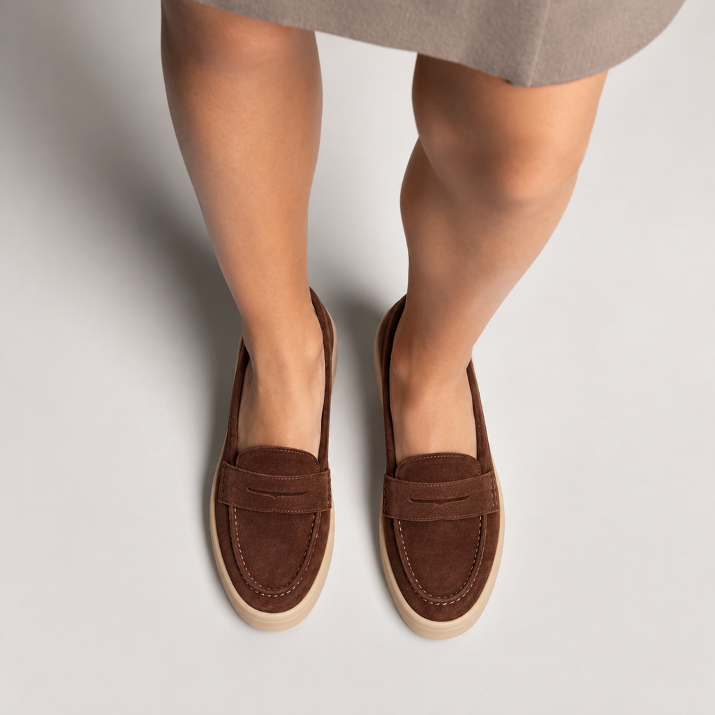 Womens Suede Leather Loafers side view - women's suede loafers UK