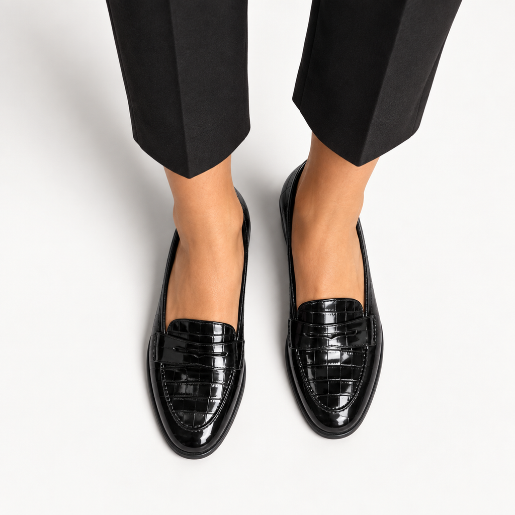 Womens Patent Leather Loafers side view - women's leather loafers UK