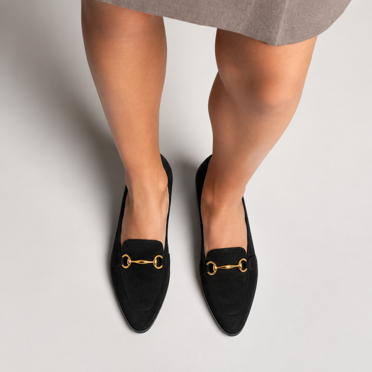 Womens Leather Round Toe Soft Sole Loafers side view - women's leather loafers UK